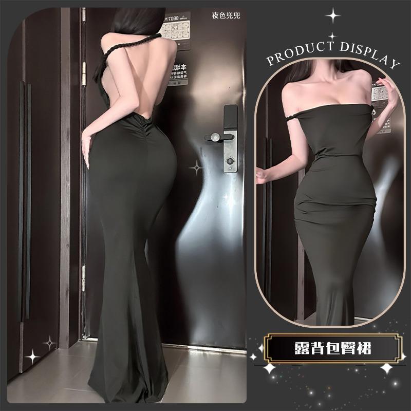 

Sexy underwear, sexy perspective hollowed-out lace mesh, stacked pleated tight suspenders, rose hip-wrapped long dress qqny one size fits all чёрный