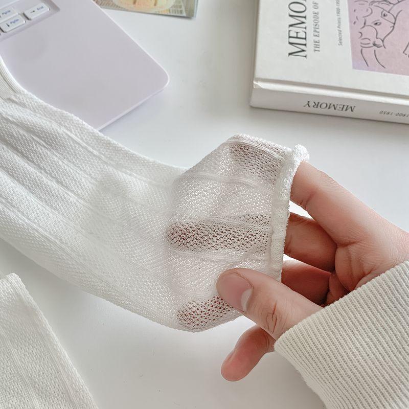 Women Socks Hollow Out Mesh Thin Breathable Summer Loose Long Socks Women Casual Fashion Solid Color Black White Gray Socks Sox