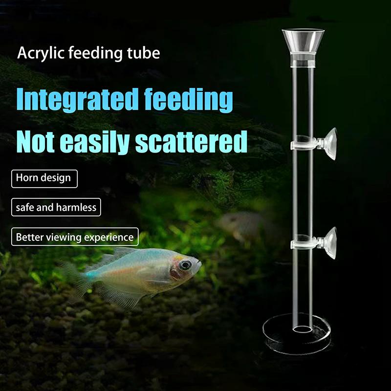 Tube Alimentateur d'Aquarium en Acrylique Bol Transparent Bac à Poissons Crevettes Escargots Nourriture Crevettes Bol Alimentateur Accessoires d'Alimentation