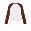 Fila Simple Color Blocked Raglan Fitted Comfortable Versatile Casual Long Sleeve T-Shirt Women Tops Terracotta Brown F11W439205FBN