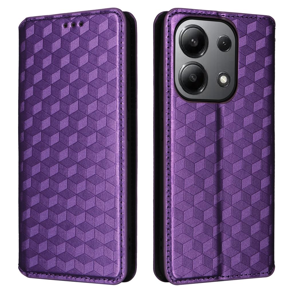 Para Xiaomi Redmi Note 13 4G Funda Billetera Soporte Protección Completa Cuero Rombos Cubierta de Teléfono