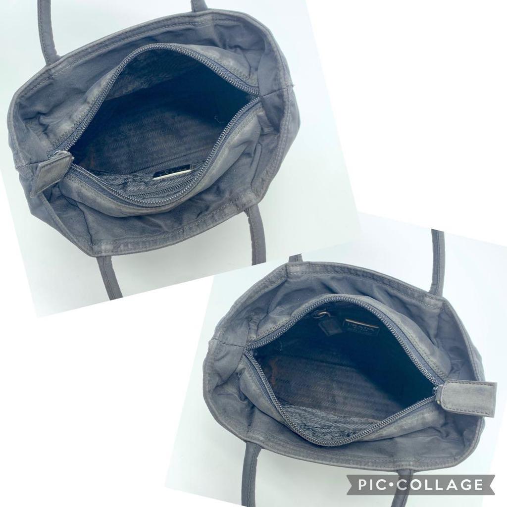 PRADA Handbag Tote Bag Tessuto Nylon White Tag Black Triangle Logo Plate Auth