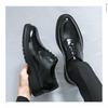 Plus Size Men's Glossy Leather Business Shoes - British Style, Trendy Thick-Soled Formal Wedding Footwear