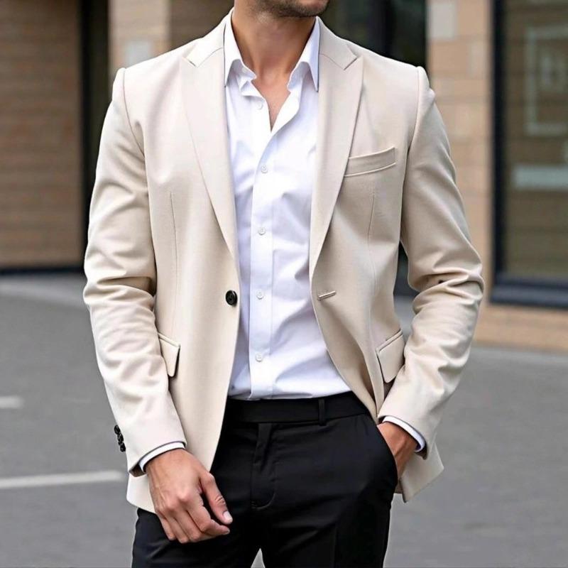 Men Slim Fit Single Breasted Solid Color Long Sleeve Casual Blazer