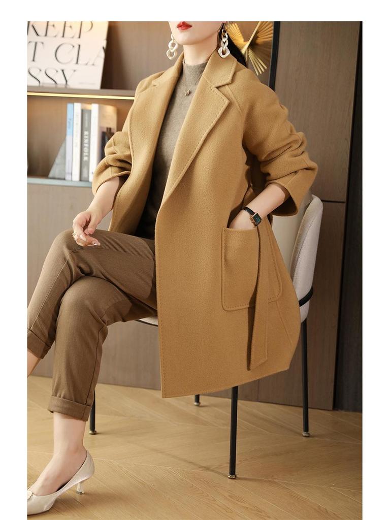 High-End Double-Faced Wool Coat: Women's Loose-Fit Mid-Length 100% Wool Suit for Autumn/Winter Versatile Style