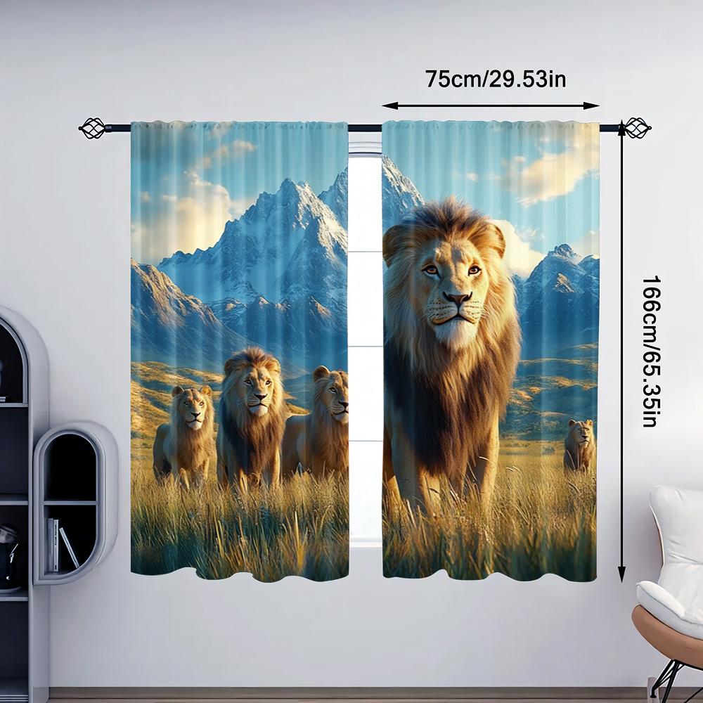 2pc    Drapes Lion and Pride Machine Washable Polyester  Without Electricity Festive Wall Decor Suitable for Holiday Decorations