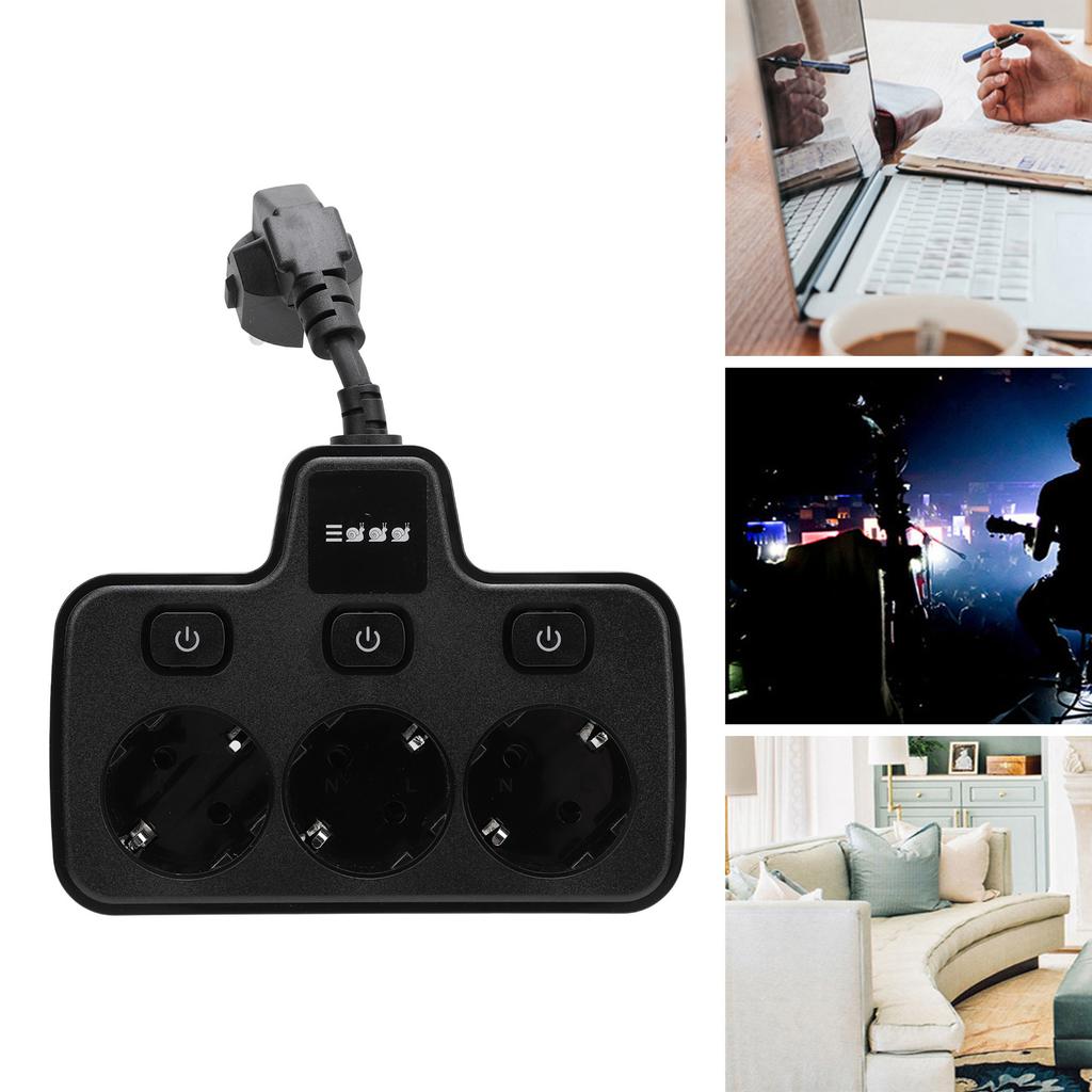 Power Socket with Independent   Multi Outlets Adapter 3 Way 2 Prong AC Grounding Outlet Extender