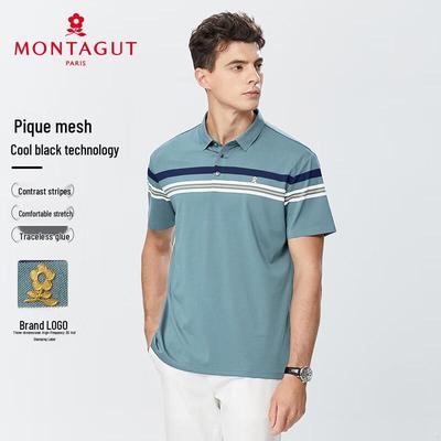 MONTAGUT Men's Summer Mesh Breathable Lapel Polo Shirt