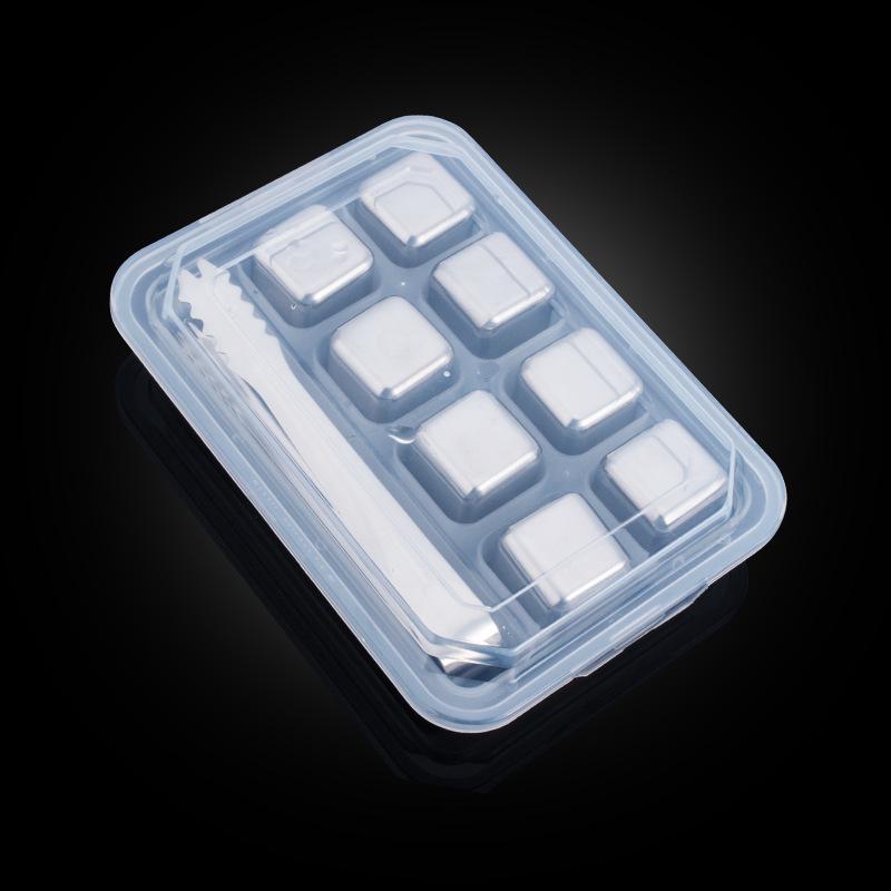 Sada kostek ledu na whisky z nerezové oceli zlatá - kovová rychlomrazicí ocel 304 na whisky, víno a další