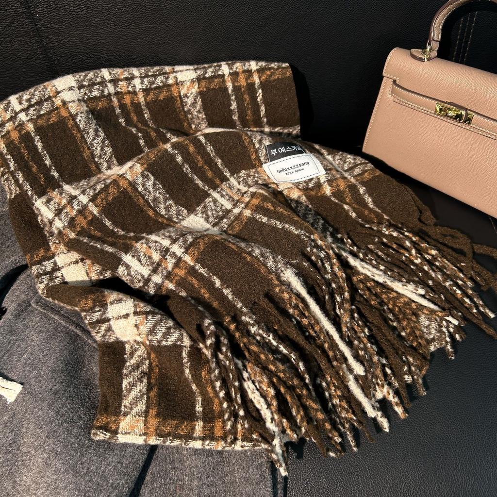 New mohair scarf autumn and winter Korean high-end versatile Maillard imitation cashmere warm