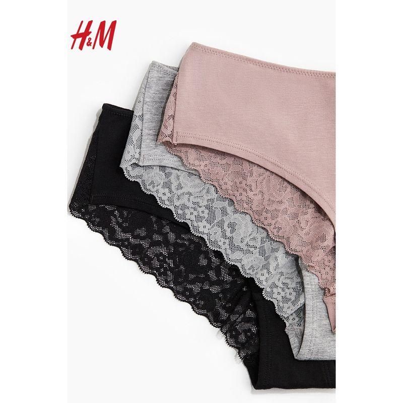 

HM Women s Underwear Autumn New Jersey Lace Low Waist Sexy 5 Pack Hipster Underwear 1011444 Pink 155/85(XS)