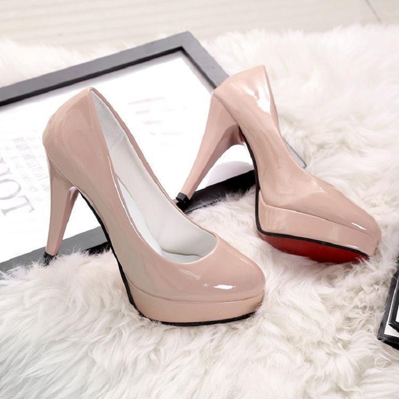  women fashion sweet white patent leather office work stiletto heel shoes lady casual elegant spring summer pumps ab568