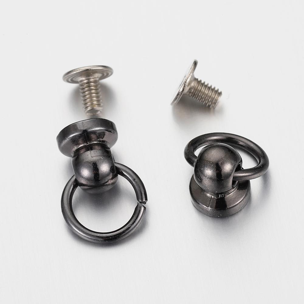 20pcs Metal Ball Post With O Ring Studs Rivets Nail Screwback Round Head Spots Spikes Leather Craft Phone Case Decor Accessories
