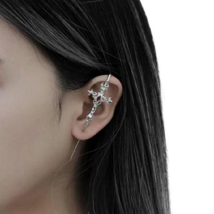 Punk Gothic Crosses Design Earrings Alloy Studs For Sensitive Ears Black Metal Jewelry Perfect For Alternative Style And Daily Use