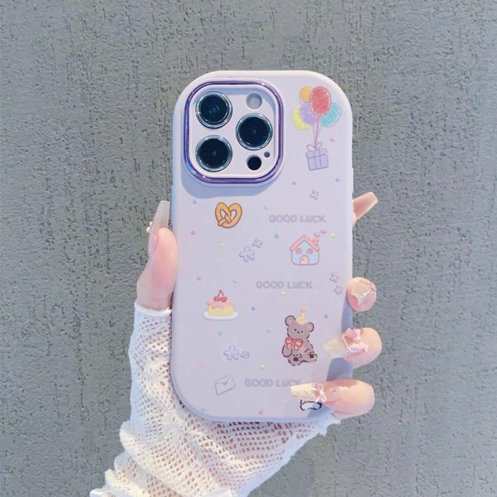 Balloon Bear Metal Frame Phone Case for iPhone 13-17 Pro Max