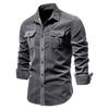 TrendHub New Single Breasted 100% Cotton Men's Shirt Business Casual Fashion Solid Color Corduroy Men Shirts Autumn Slim Shirt Men