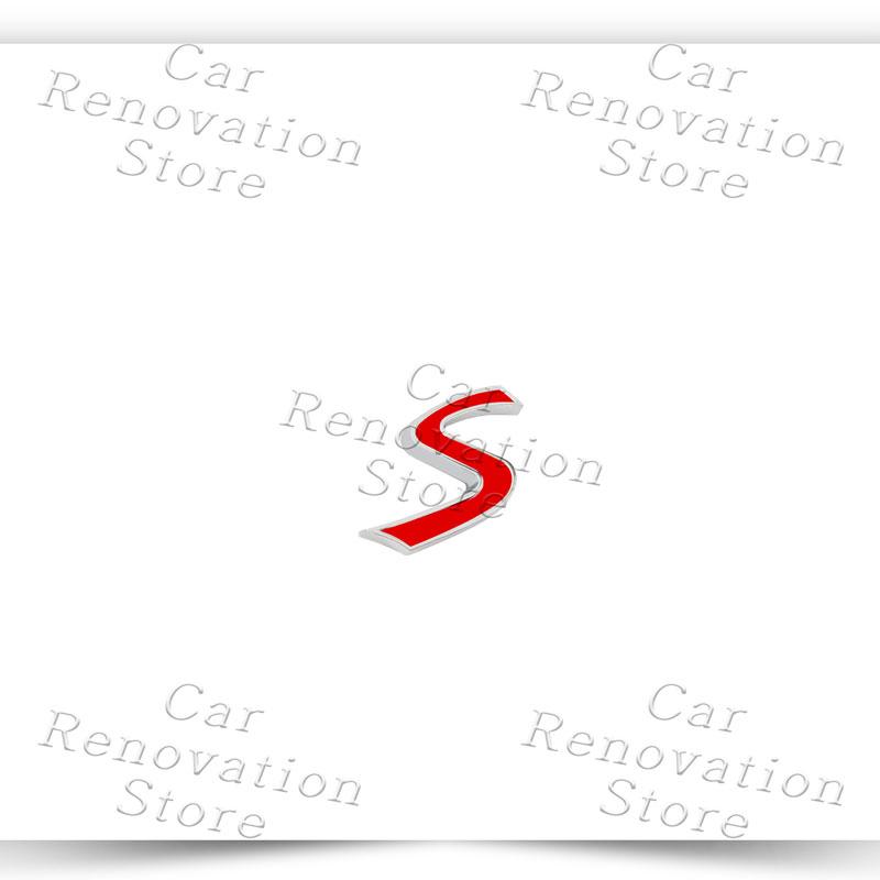 3D Car Decor S Logo Front Hood Grille Emblem Sticker For Mini Cooper S R53 R52 R56 F57 F55 F56 JCW Fender Rear Trunk Body Badge
