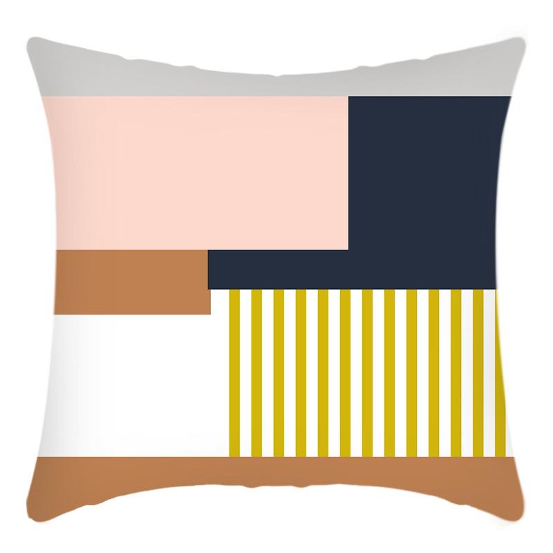 New Art Abstract Print Color Cross Print Line Short Plush Home Sofa Cushion Cover