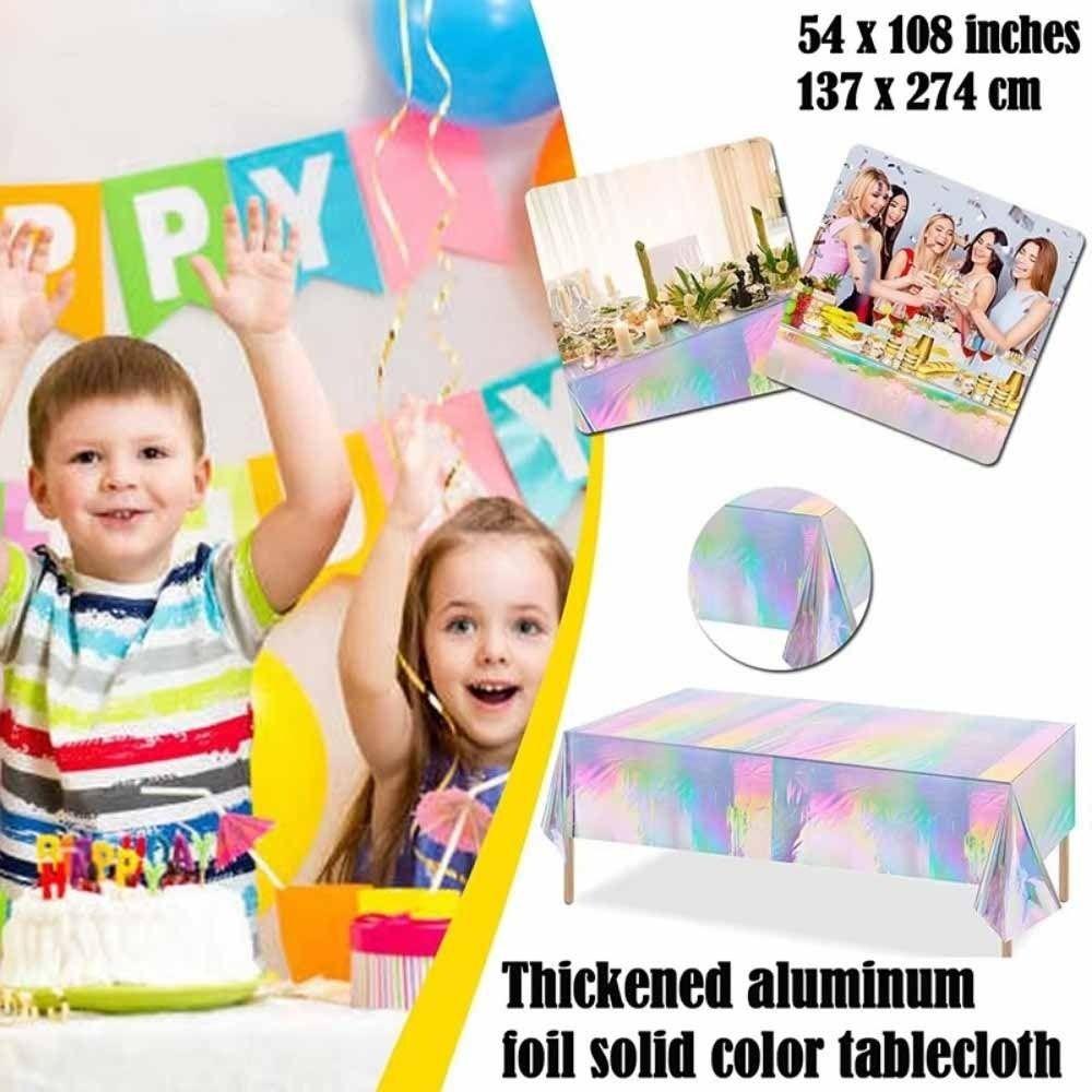 5PCS Rectangular Laser Disposable Tablecloth Shiny Iridescent Tablecloth Party Table Cover  Wedding