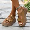 Comfort Shoes for Women 2025 Summer Female Sandal Clogs with Heel Increasing Height Girls Thick Beach New Retro Rome Scandals