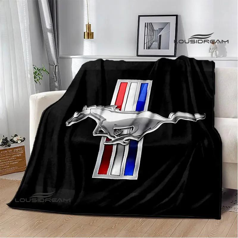 Mustang Car Logo Printed Blanket Flannel Blanket Warm Blanket Blankets for Beds Rainbow Blanket Picnic Blanket Birthday Present