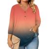 Womens 3/4 Length Sleeve Tops Plus Size Button Down V Neck Shirts Blouses Casual Printing Loose