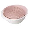 Cesta de Drenagem de Camada Dupla Colador de Lavagem de Frutas e Vegetais Peneira Ferramenta de Cozinha (Rosa)