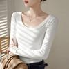 Damen U-Ausschnitt Langarm Figurbetont Einfarbig Lässig Basic Langarmshirt