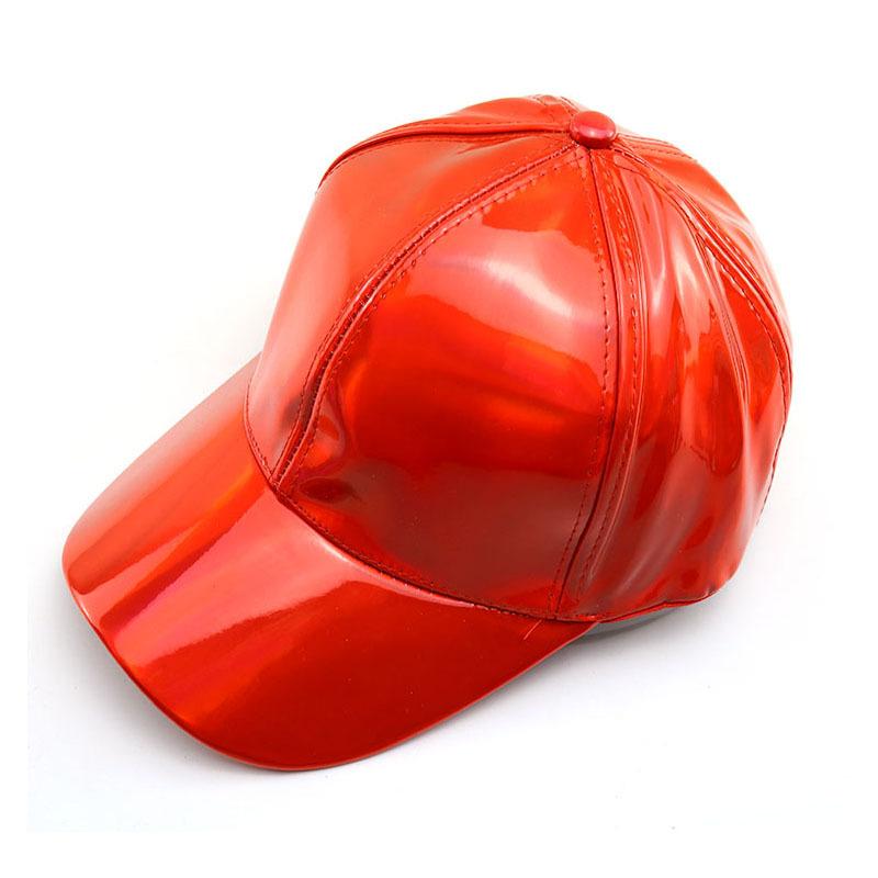 Casquette de baseball pour hommes et femmes en faux cuir, pailletée, métallique, holographique, arc-en-ciel, réfléchissante, Hip Hop, sangle réglable à l'arrière, visière