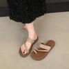 Flat-bottomed linen slippers women's shoes outer wear 2025 new summer jacket toe sandals holiday beach seaside sandals
