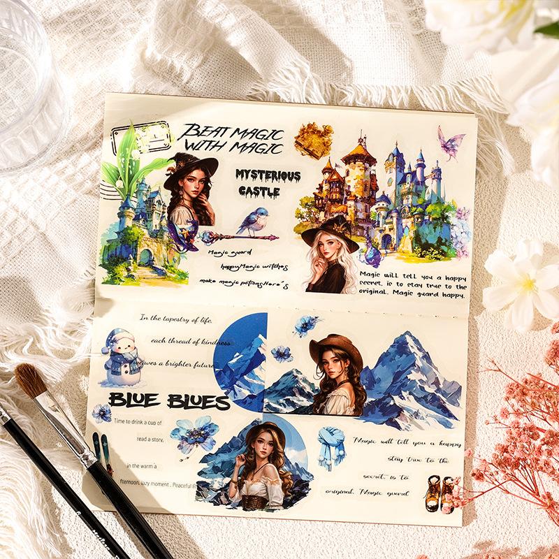 8 Sheets Vintage Girls' leisure Stickers Decorative collage Diary Album Scrapbooking material Junk Journal Supplies