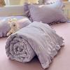 Knitted Cotton Summer Cool Quilt Ruffled Design Summer Single Twin Air-Conditioning Machine Washable Blanket