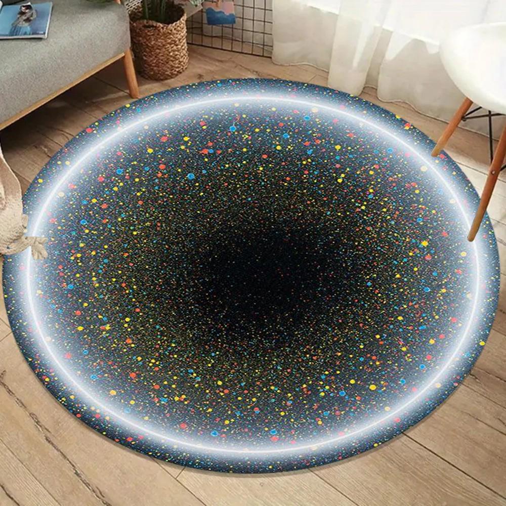 Cosmic Galaxy Pattern Round Area Rug Non-Slip Soft Durable Washable Floor Mat Decor Carpet for Living Room Bedroom Home Decor