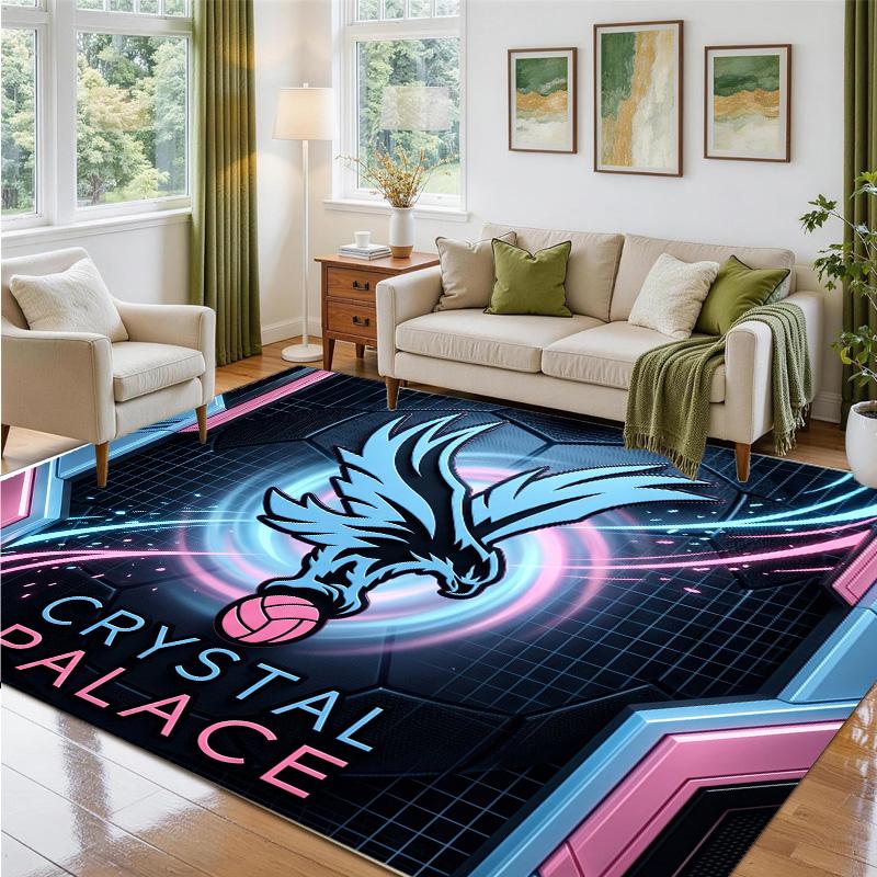 Crystal Palace Football Design Crystal Velvet Rug Soft Decorative Mat for Bedroom Entrance
