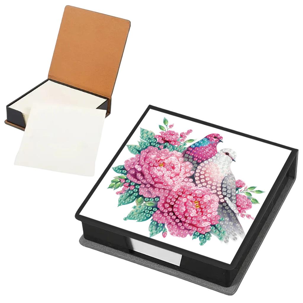 PU DIY Crystal Art Sticky Notes Holder with 160 Sheets Crystal Art Note Box for Home Office and School Supplies