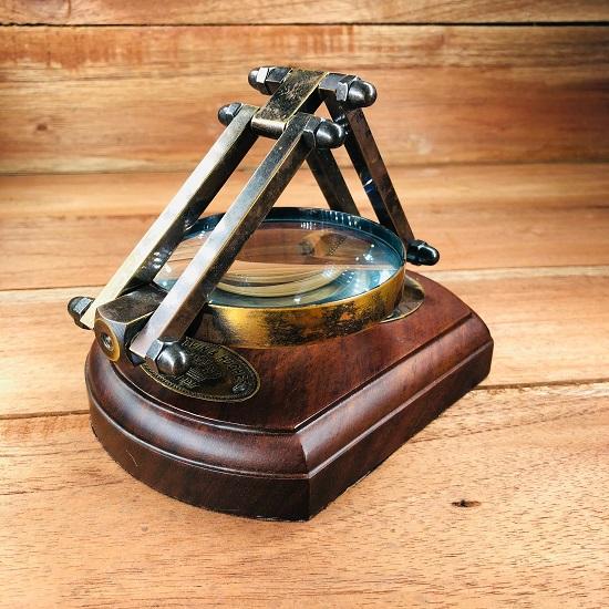 Brass Adjustable Magnifying Glass Vintage Engraved Nautical Table Decor Magnifier