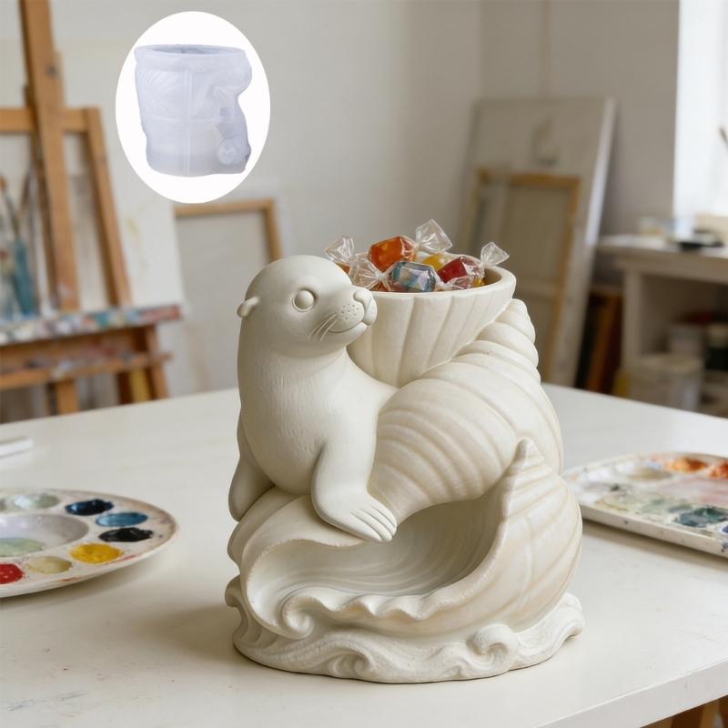 Easy To Use Silicone Mould For Aromatherapys Cups Showcasing Elegant Seashells And Leopard Art