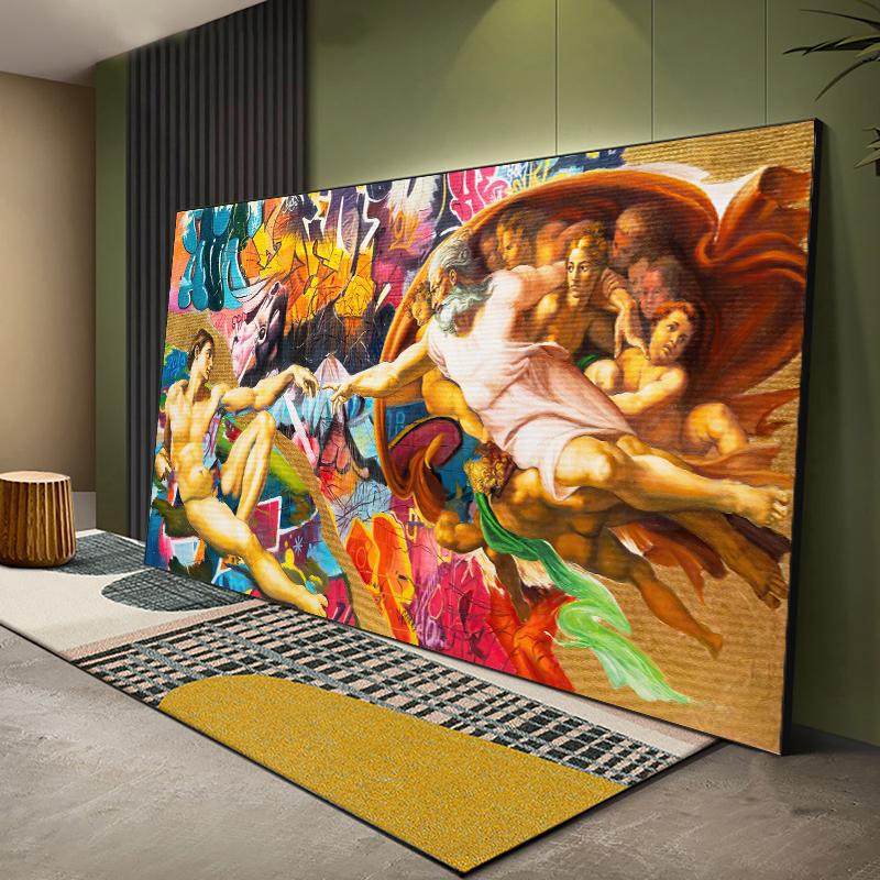 Graffiti God Hand Creation of Adam Street Pop Art Canvas Painting Wall Art Picture Posters and Prints for Living Room Home Decor