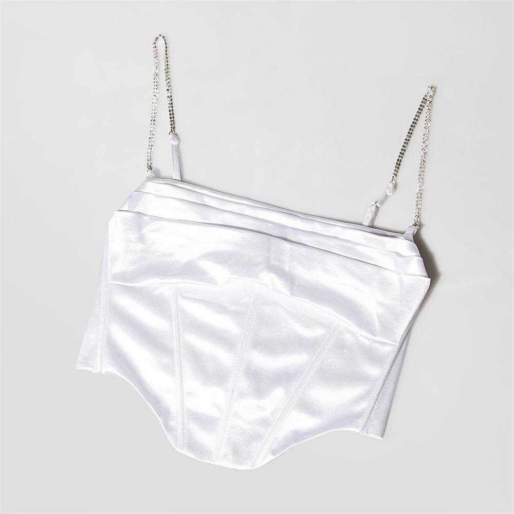 Diamond Chain Sling Female Slim Solid Color Corset Sexy Sleeveless Vest Top Female In Europe and America