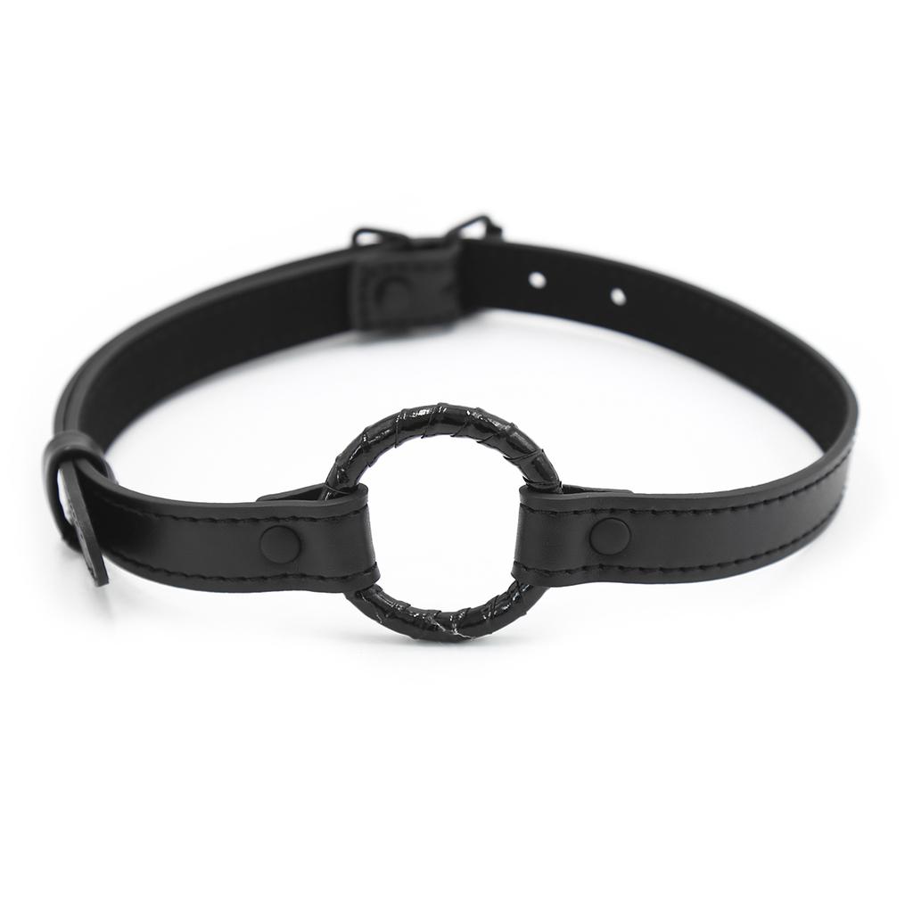 Black Sex Open Mouth Gag Harness Bdsm Bondage Leather Strap O Ring Gag Mouth Flirting Sex Toys For Woman Couples Adult Games