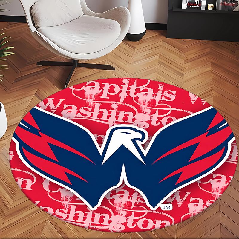 Washington Capitals (1) Round Office Rug Decorative Floor Rug for Office Bedroom Living Room and Home Space