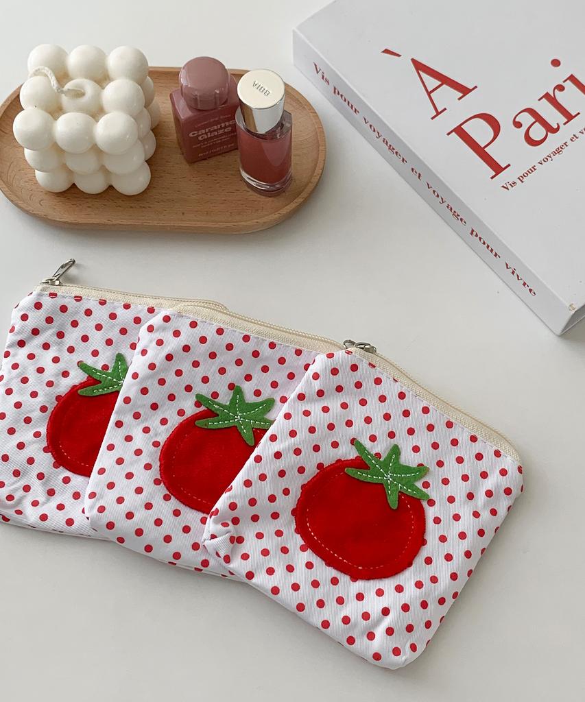 Dederit Cute Tomato Dot Mini Pouch Coin Card Wallet