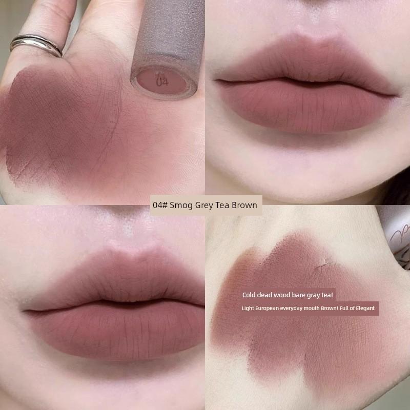 Authentic Pink Matte Velvet Lipstick, Natural and Long-Lasting Nude Color Lip Mud Suitable for Students, Flagship Store