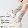 Women's Summer Thin Cotton Calf Socks - Solid Color, Seamless, Breathable, JK Ballet Style.