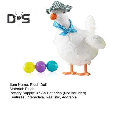 Chicken Laying Egg Toys with Sound Music Electric Crazy Plush Chicken Doll Cute Hen Toy Egg Lays Stuffed Animal for Children