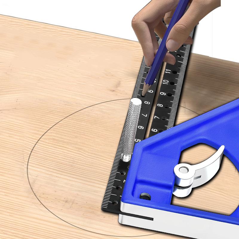 30CM Precision Marking Right Angle Ruler 45/90 Degree Hole Angle Ruler Industrial Scribe Marking Gauge Draw a circle Woodworking