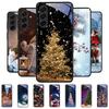 Christmas Style Tempered Glass Case For Samsung Galaxy S24 S22 S21 S23 S25 Ultra Fe Shockproof Cover S25FE S25 Edge Shell Coque