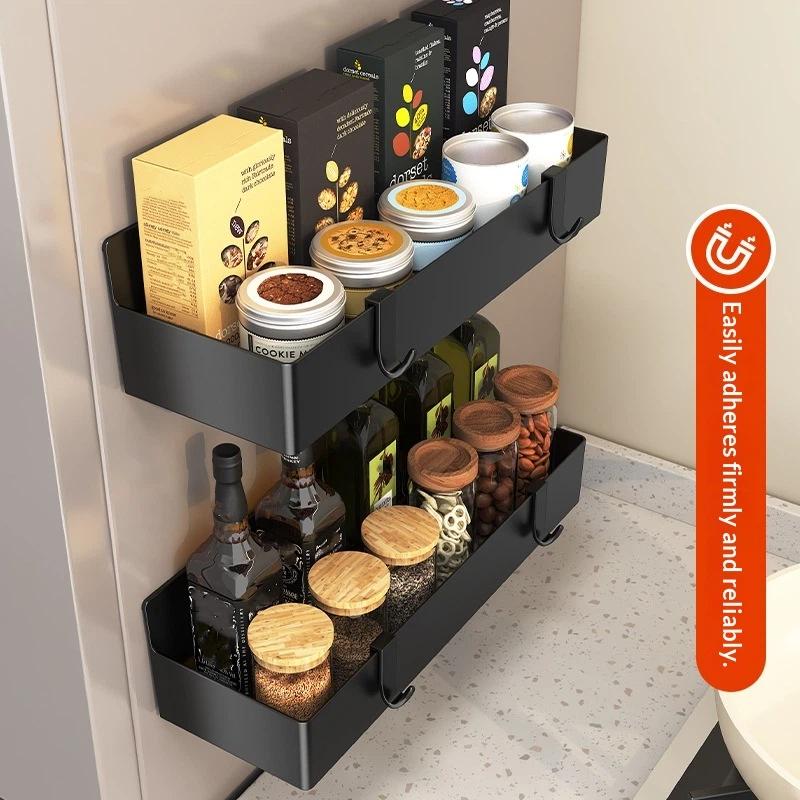 Leicht zu reinigendes magnetisches Kühlschrank-Seiten-Aufbewahrungsregal, lebensmittelechtes ABS, wandmontierter Gewürzorganizer für die Küchenwürze