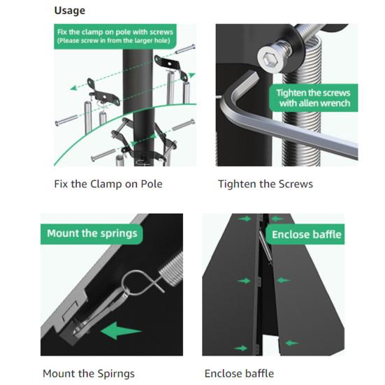 Eichhörnchen-Schallwand, stark, praktisch, glatte Oberfläche, verstellbar, robust, schützend, einfache Installation, zum Aufhängen im Freien, Schutz für Vogelhäuschen, Gartenbedarf