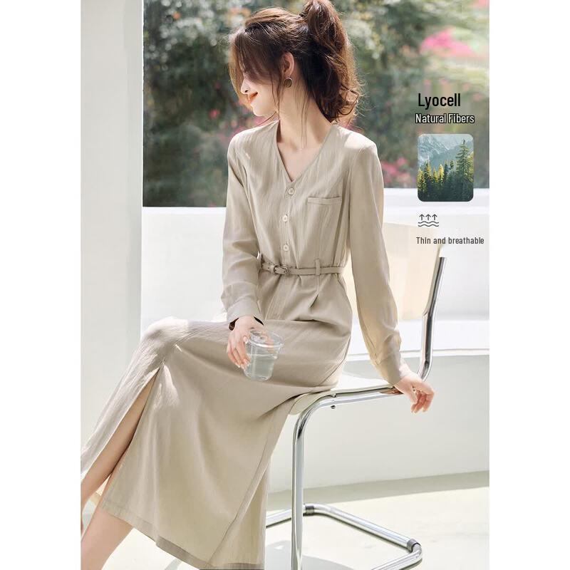Elegant V-neck Long Slit Dress 2XL